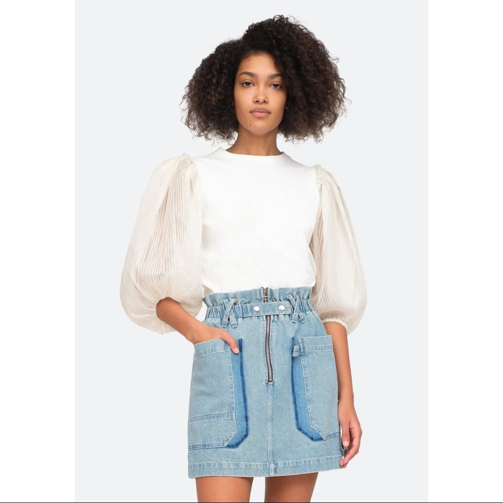 Sea New York White Puff Sleeve Blouse Size XXS